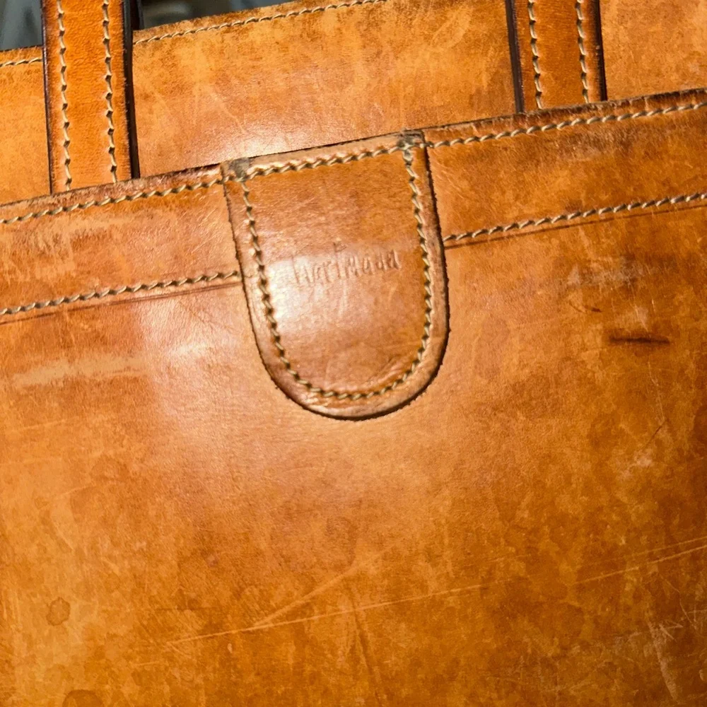 Vtg Hartmann Distressed Brown Leather Laptop Briefcase Messenger Bag